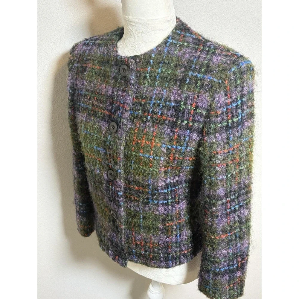 Vtg Herbert Grossman Mohair Wool Tweed Jacket~Sz 6~Plaid Old‎ Money Classic USA